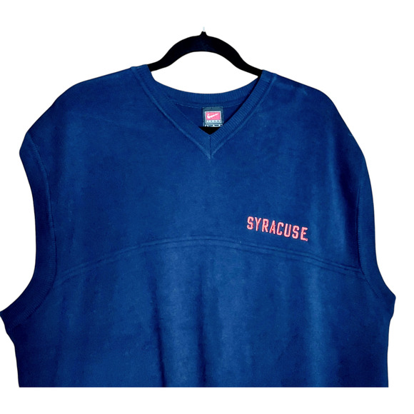 Vintage Nike Syracuse University Men's Navy Blue Sweater Vest 100% Cotton Y2K LG - Picture 3 of 9